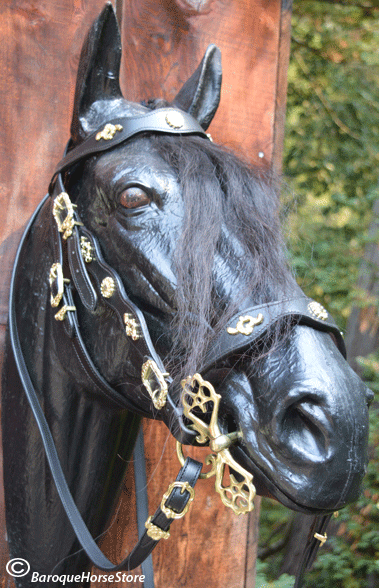 Horse bridle strap ornament made from antler, the curvilinear